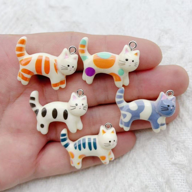 The Jewelry & Watches - 10pcs resin cartoon cat animal jewelry