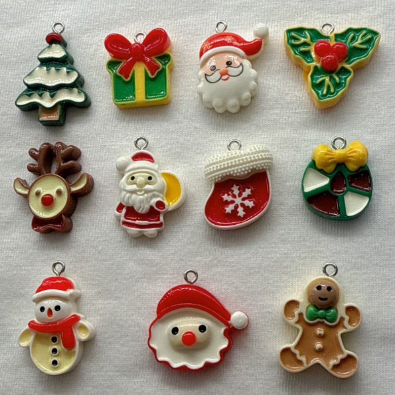 The Jewelry & Watches - 10pcs Christmas Cartoon Series Resin Pendant