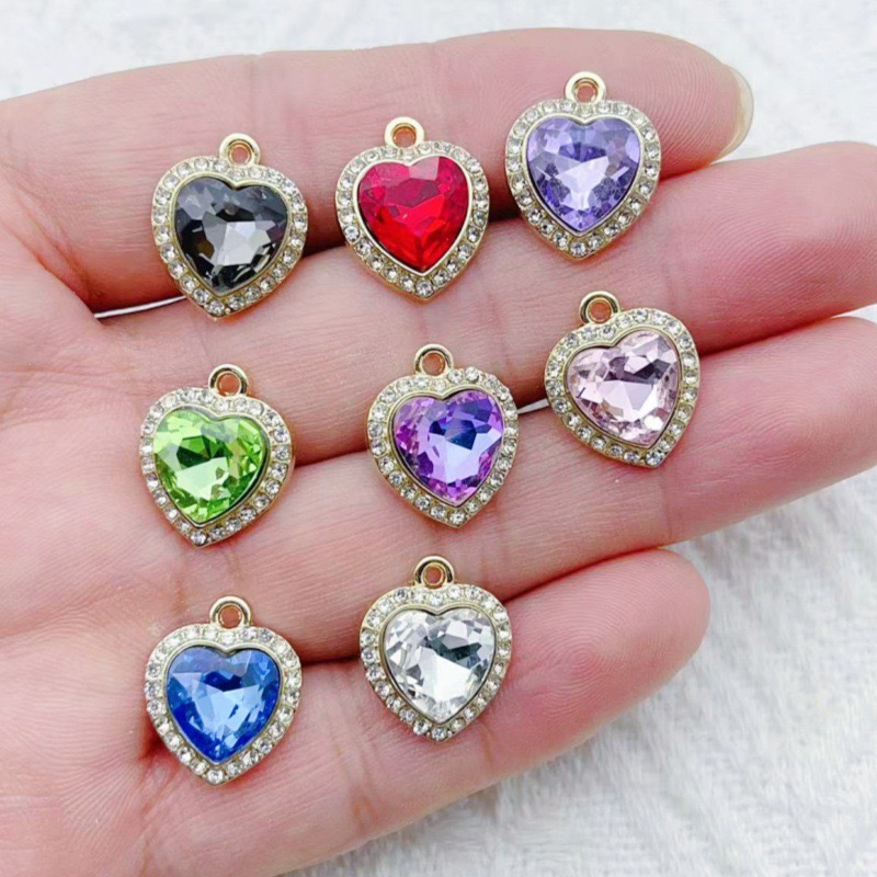 10pcs heart-shaped inlaid colo - مراجعة The Jewelry & Watches وسعره